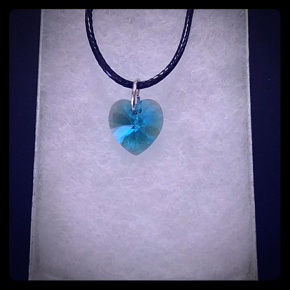 Barbados Blue Crystal Heart Necklace